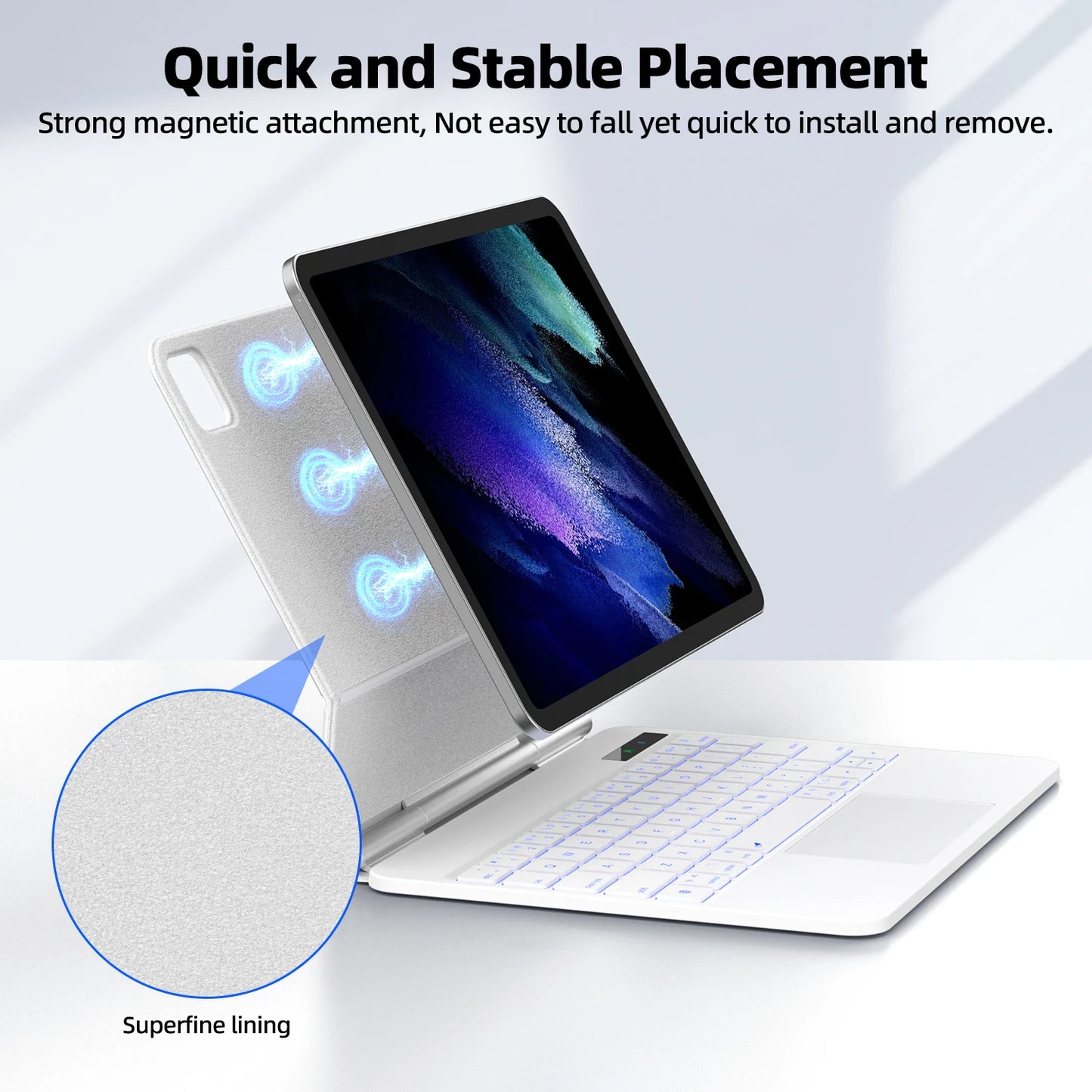 Smart Pogo Pin Keyboard Case for iPad — Trackpad Teclado for iPad Air 11 (2025 M3), Air 6 (2024), Pro 11, Air 4 & Air 5 10.9-inch