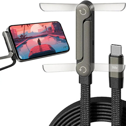 Foldable Charging Cable - 240W Fast Charging Cable with Integrated Phone Stand