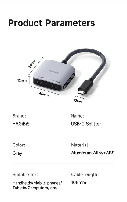 Hagibis AR Glasses Adapter USB-C Hub — Charging & Play Converter for Switch, Rokid, Xreal, RayNeo Air