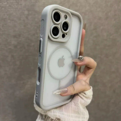 Luxury Matte MagSafe Transparent Case — Shockproof Magnetic Bumper Cover for iPhone 11–17 Pro/Max/Plus/Air