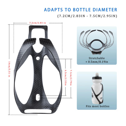 HUALONG 3K Carbon Fiber Bicycle Water Bottle Cage - Ultra-Light Matte Black MTB, Road & Gravel Bike Bottle Holder