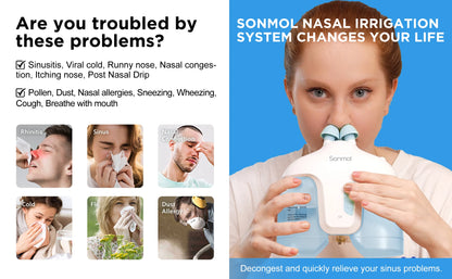 Electric Nasal Irrigation System – Includes 50 SaltPods, Nose Washer & Sinus Rinse Cleaner for Congestion Relief