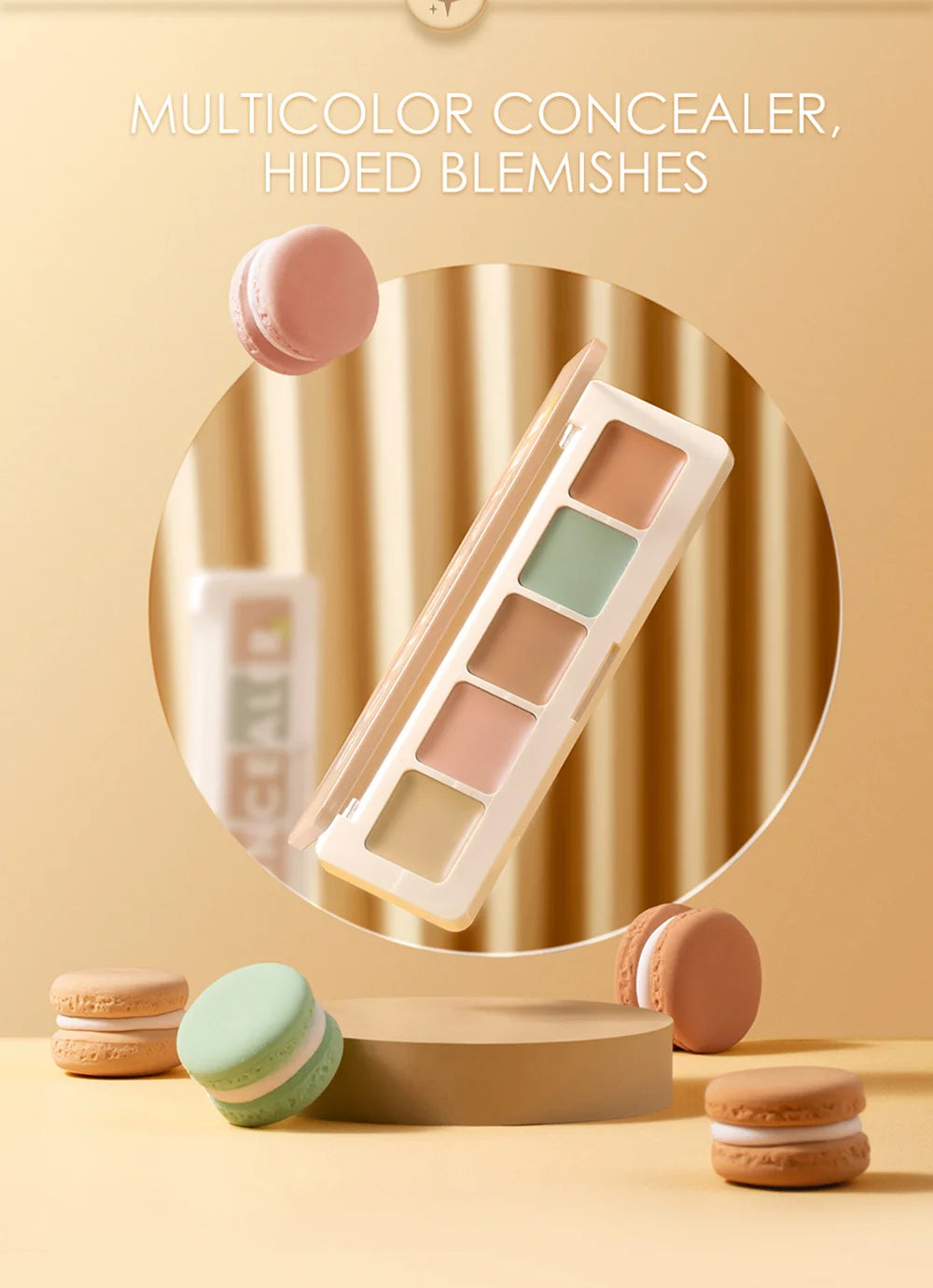 FOCALLURE 5-Color Face Concealer Palette – Waterproof, Moisturizing, Oil-Control Contour & Brightening Makeup Primer