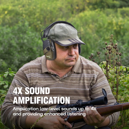 Earmuffs Active Noise-Reduction Headphones — Electronic Hearing Protection for Shooting & Hunting with Carry Case