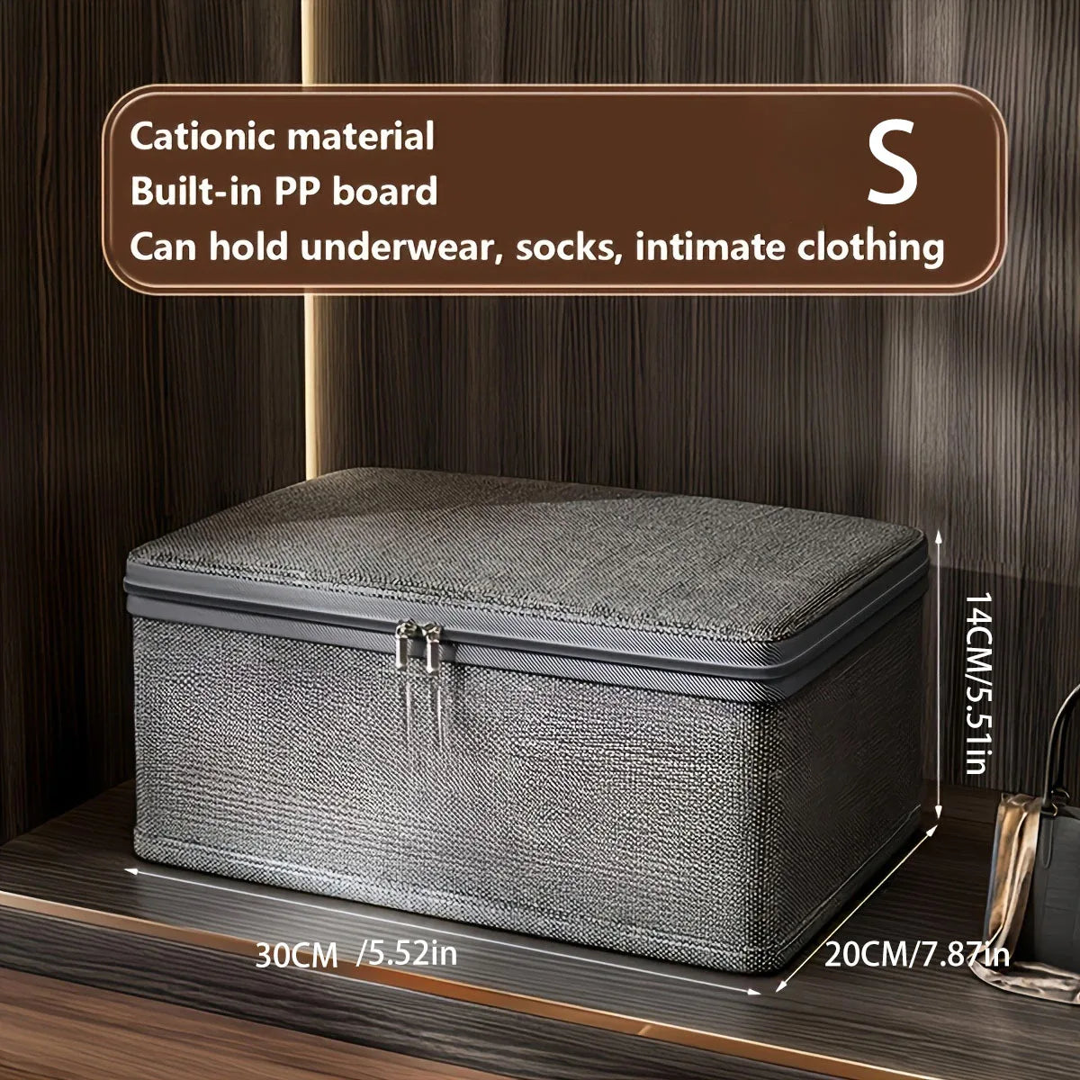 Foldable Linen-Look Storage Box - Large Zipper Wardrobe Organizer Bin for Clothes, Sweaters & Household Items