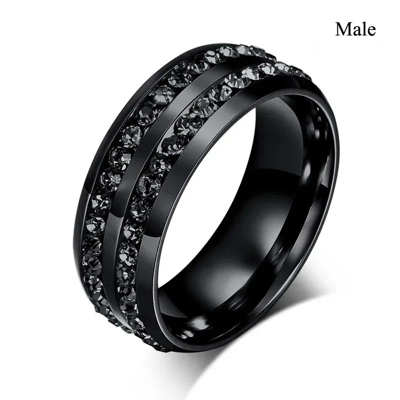 Couple Celtic Dragon Rings Set - Purple Rhinestone CZ Stainless Steel Wedding Jewelry for Men & Women
