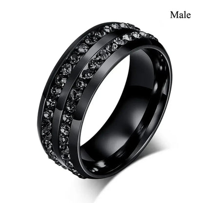Couple Celtic Dragon Rings Set - Purple Rhinestone CZ Stainless Steel Wedding Jewelry for Men & Women