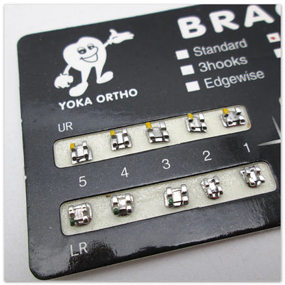 PIORPOY Dental Brackets – 20 Pcs Metal Monoblock Mini Roth MBT 022 with Hooks for Orthodontic Treatment