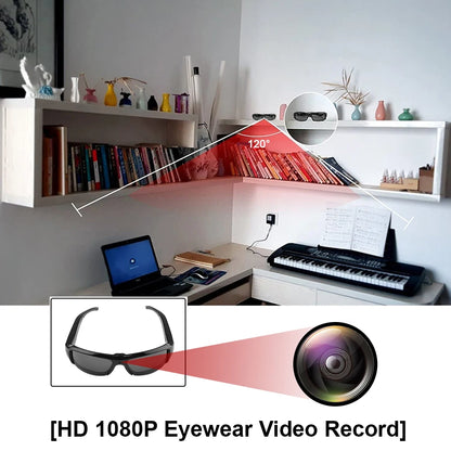 Portable 1080P HD Mini Glasses Camera — Wearable Sunglasses Video Recorder for Outdoor Sports, DVR & Surveillance