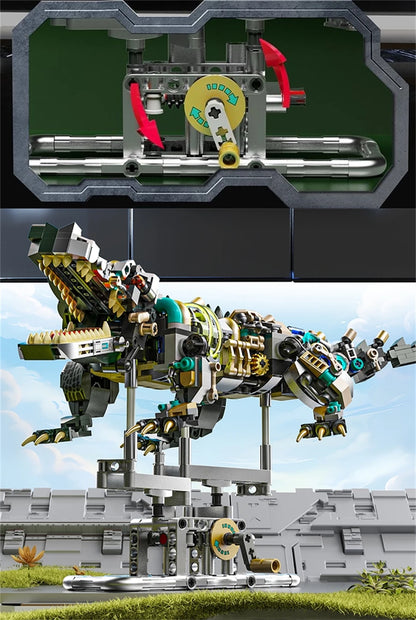 Mechanical Shark & Sea Life Building Blocks Set – Crocodile, Parrot, Mantis, Frog, Manta Ray Toy for Kids