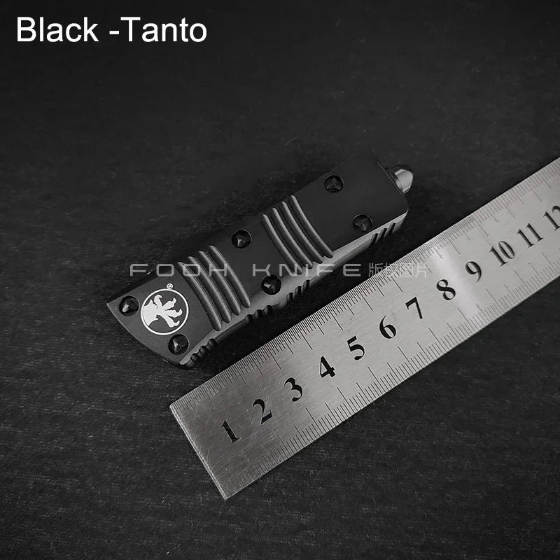 FOOH KNIFE STUDIO TROODON-M Mini Tactical Knife – High-End D2 Steel Blade with CNC 6061 Aluminum Handle EDC Tool Comb