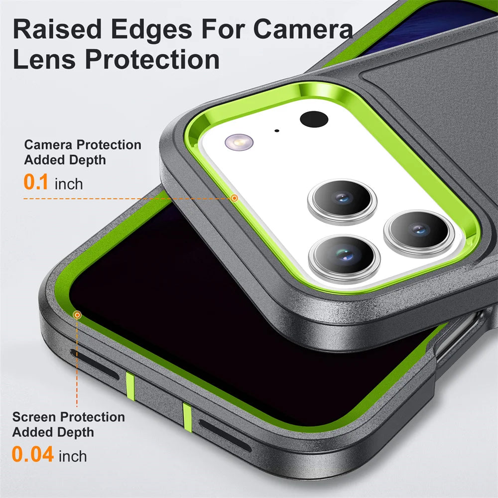 Heavy Duty Armor Phone Case for iPhone – Shockproof Stand Cover with Kickstand for iPhone 11 to 17 Series