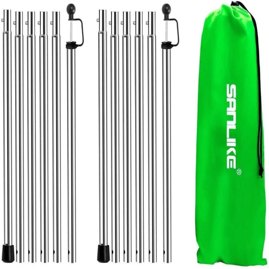 SANLIKE Adjustable Heavy-Duty Tarp & Tent Poles 12 Pack for Outdoor Canopy, Shelter & Awning Replacement Rods