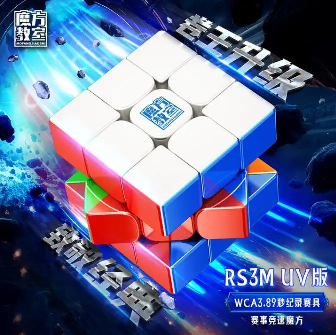 MoYu RS3M Magnetic 3x3 Speed Cube - RS3 M UV-Coated Magic Puzzle Cube for Speedcubing and Brain Training