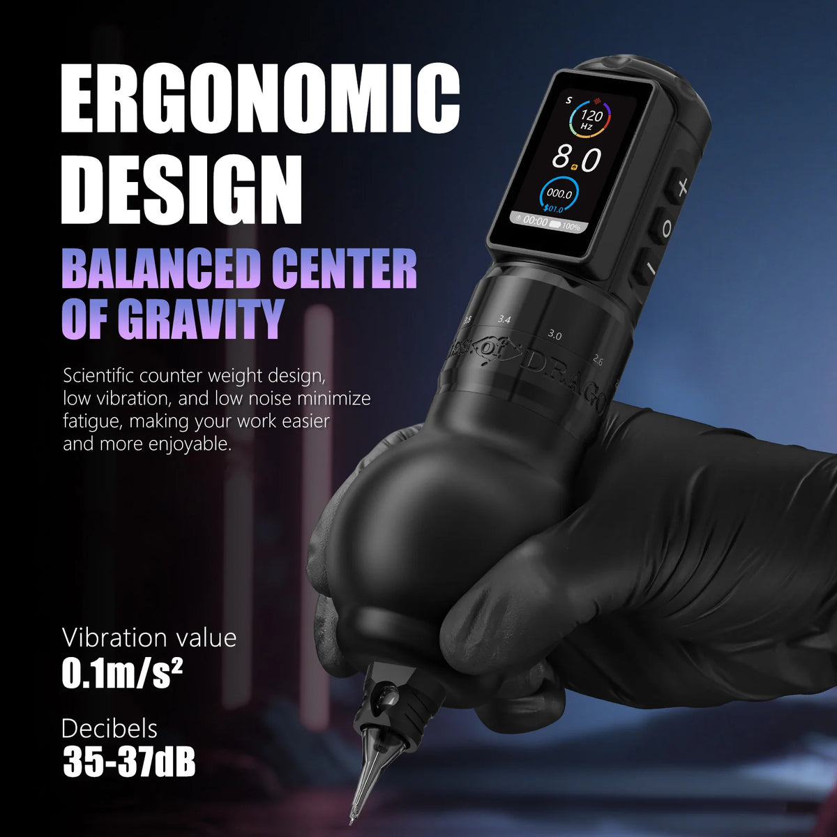 Ambition Traveler-T2 Wireless Tattoo Machine - Adjustable Stroke Tattoo Pen with 2000mAh Battery