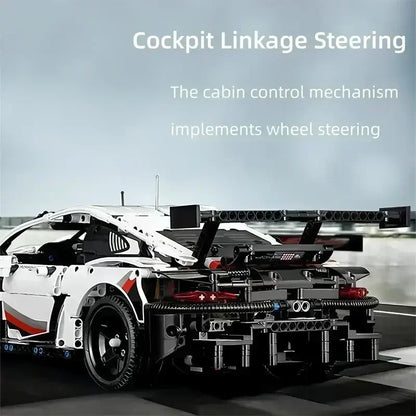 911RSR 1580PCS RC Racing Car Building Set – Technical Model with LED Lights, MOC Bricks Adult Toy Gift