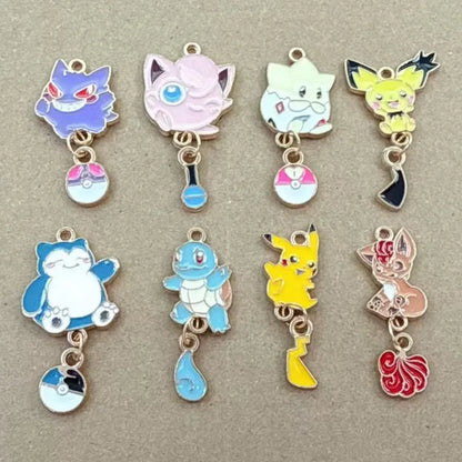 10-Piece Cartoon Anime Jewelry Charms - Gold-Plated Alloy Enamel Pendants for DIY Necklaces, Bracelets, and Earrings