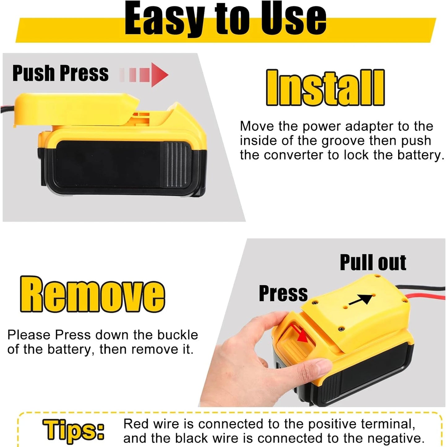 Dewalt 18V/20V Max Battery Adapter - DIY Power Tool Converter Connector with 12AWG Cable Replacement