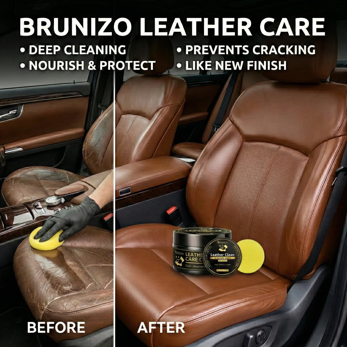Car Interior Leather Cleaning & Maintenance Spray Set – Deep Cleaning Formula for Soft Rejuvenation & Multi-Use Leather Care Solution