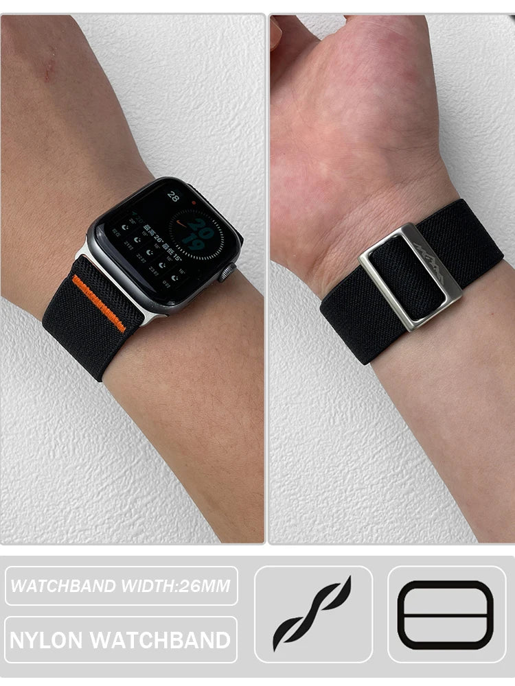 Nylon Strap for Apple Watch Band – Compatible with iWatch Series 9, 8, 7, SE, Ultra 2, 44mm-49mm, Watchband Accessories