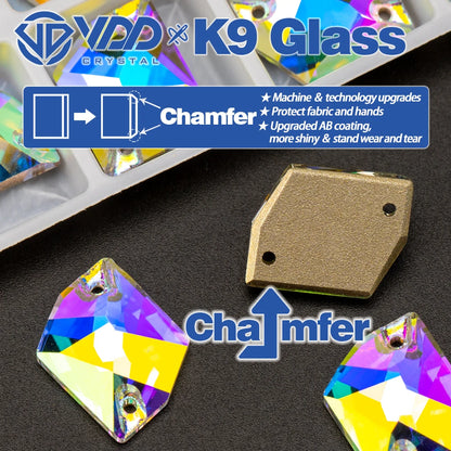 AAAAA K9 Glass Sew-On Rhinestones - AB Crystal Flatback Stones for Wedding Dress & Clothing Accessories