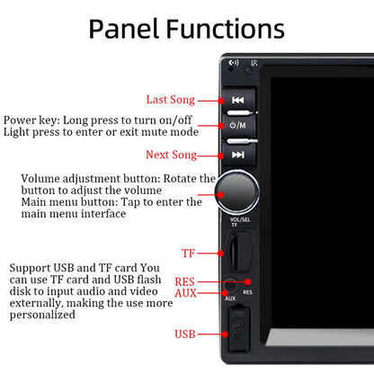 HIPPBQCC 7" 1DIN Car Radio MP5 Multimedia Player – Touchscreen FM ISO Power Aux Input Bluetooth USB Mirror Link Autoradio