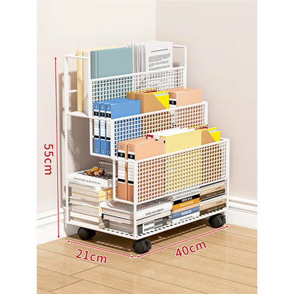 Multi-Layer Storage Trolley Cart - Rolling Bookshelf, Kitchen & Bathroom Organizer with Wheels