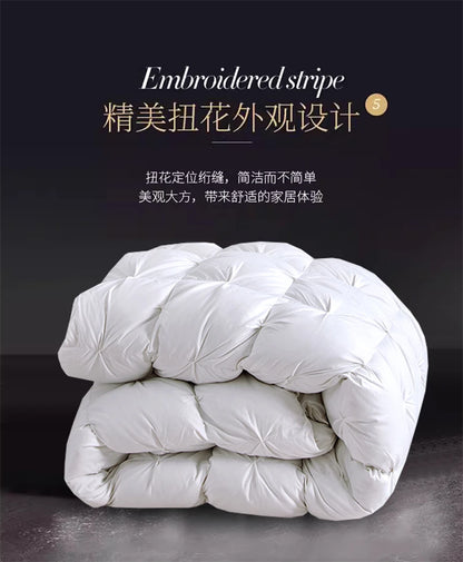 Premium White Goose Down Comforter – Winter Warm Feather Duvet, Lightweight & Cozy, Queen/King Size, Pinch Pleated 3D Design