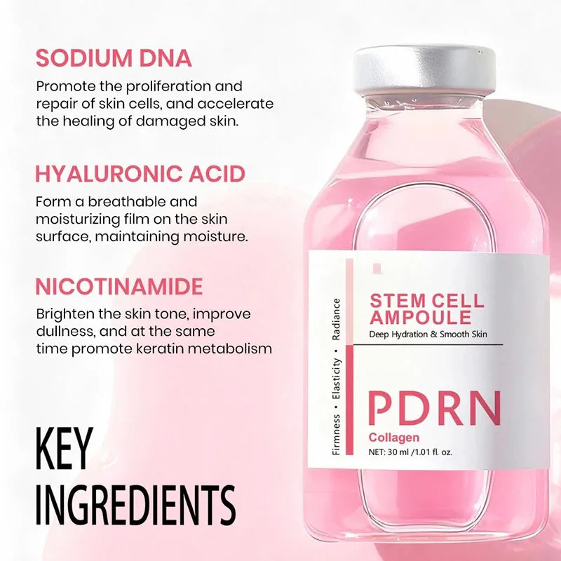 PDRN Stem Cell Serum Ampoule - Collagen Moisturizing Essence for Hydrated, Radiant-Looking Skin and Fine Line Care