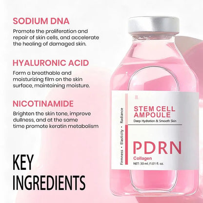 PDRN Stem Cell Serum Ampoule - Collagen Moisturizing Essence for Hydrated, Radiant-Looking Skin and Fine Line Care