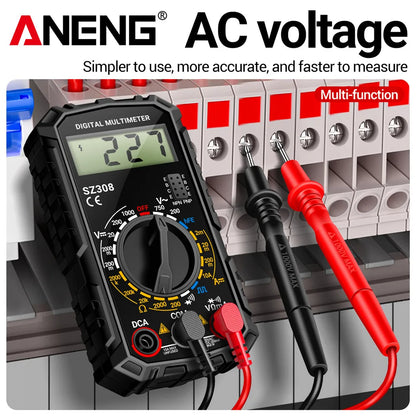 ANENG SZ308 1999-Count Multimeter — HFE Triode Tester, Square Wave Voltmeter & 10A Current Meter