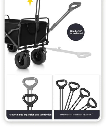 Heavy Duty Large Capacity Folding Wagon – Collapsible Shopping, Beach & Garden Trolley, Portable Outdoor Camping Cart