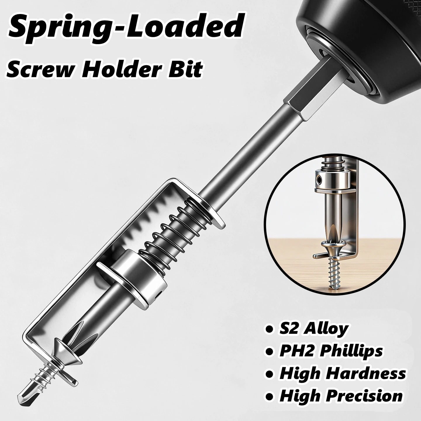 Spring-Loaded Screw Holder Set – Anti-Drop Drill Bit Clamp for Phillips Screwdriver Bits, Secure Fastening & Precision Repair Tool