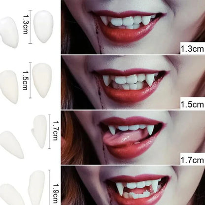 Vampire Fangs False Teeth - Halloween Costume Props with Denture Adhesive for Parties & Decor