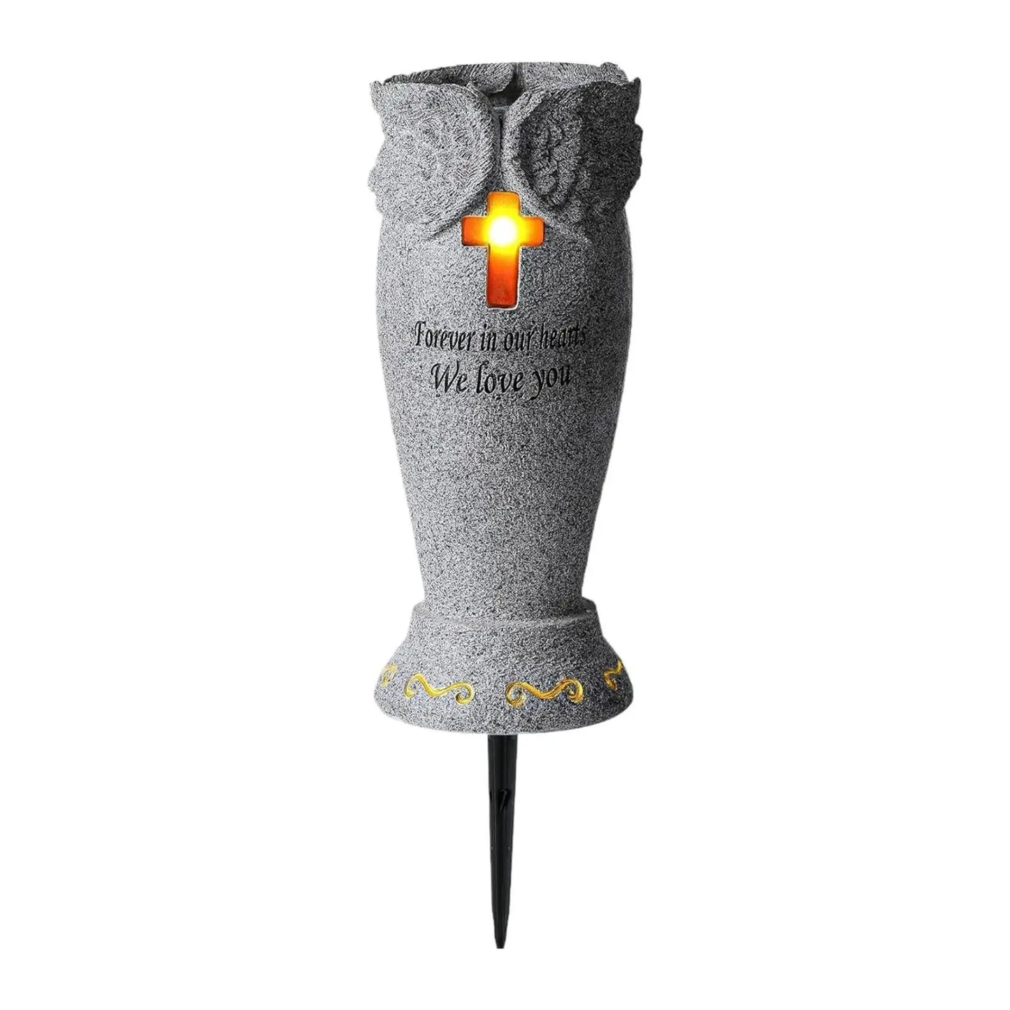 Cemetery Grave Flower Vase – Resin Funeral Flower Holder, Grave Marker Decoration, Memorial Gift for Loved Ones