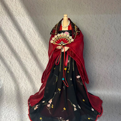 30cm 1/6 Scale Female Soldier Doll Outfit – Ancient Style Hanfu Cloak Suit for 12-Inch Action Figures, Toy Gift