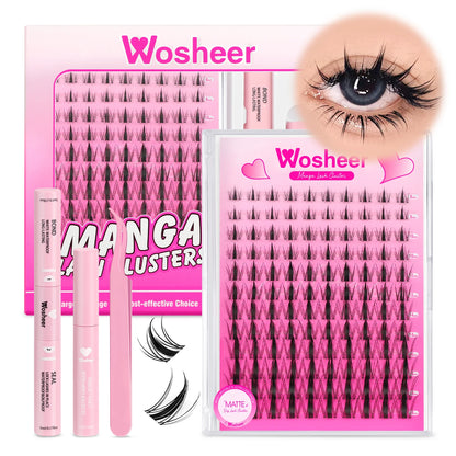 WOSHEER DIY Eyelash Cluster Kit – Faux Mink Lash Extensions with Bond, Seal & Remover for Natural Thick Individual Lashes