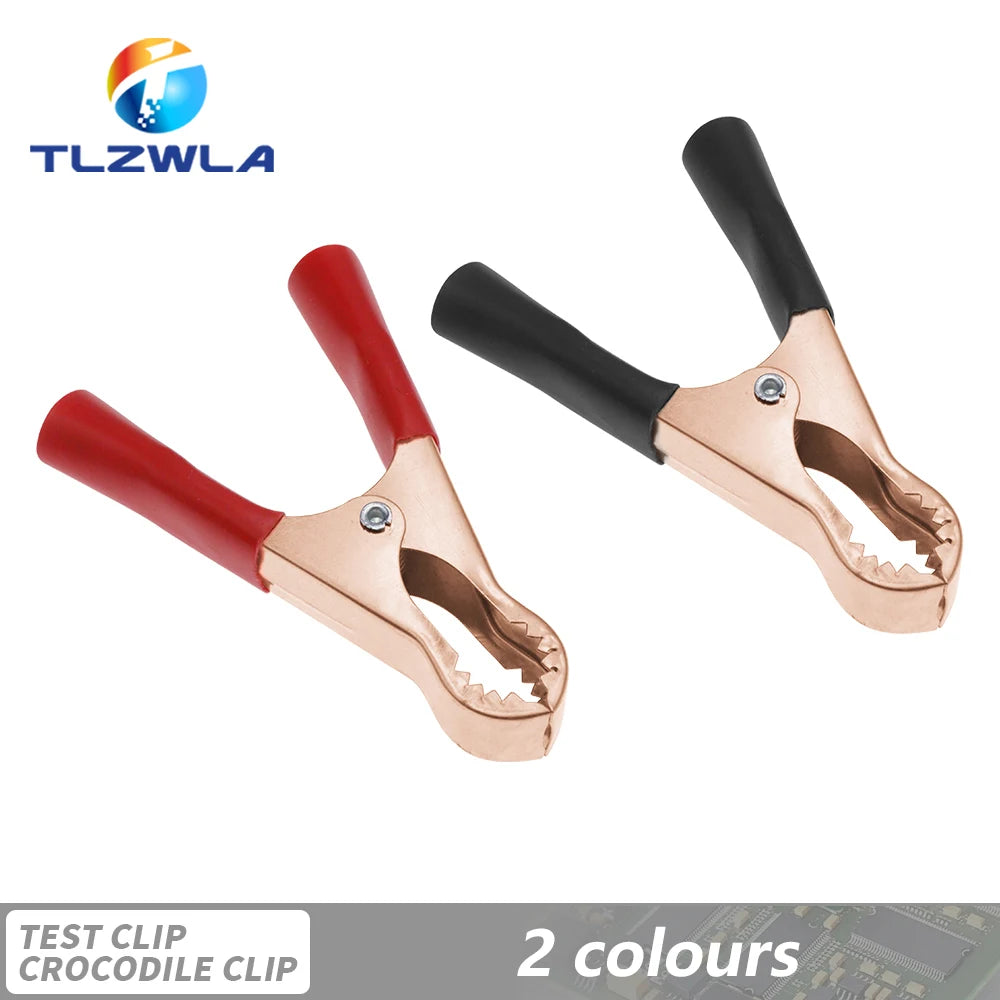 50A Heavy Duty Alligator Battery Test Lead Clips – Red & Black 80mm Crocodile Clamps for Car, Van & Caravan Use