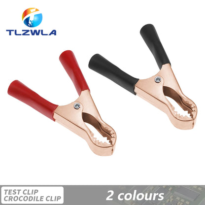 50A Heavy Duty Alligator Battery Test Lead Clips – Red & Black 80mm Crocodile Clamps for Car, Van & Caravan Use