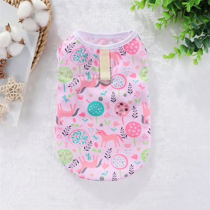 Cooling Summer Pet Vest - Soft Cartoon Dog Cat Shirt for Small Medium Large Dogs Puppy French Bulldog Clothing