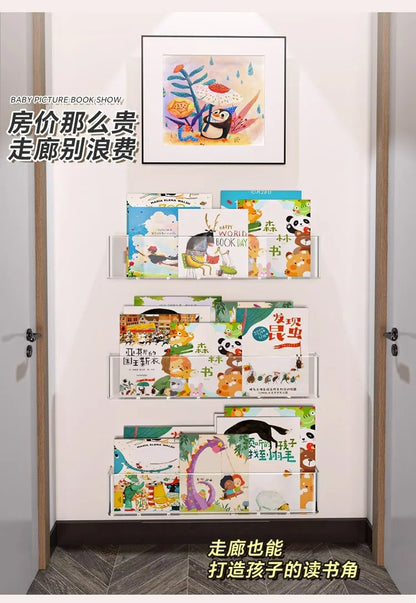 Acrylic Picture Book Display Stand – Wall Hanging Bookshelf for Children's Books, Magazines, and Storage Behind the Door