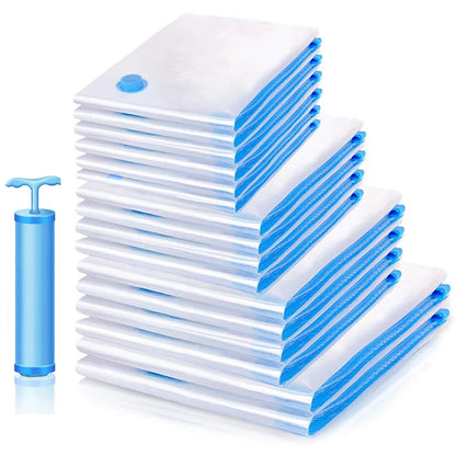Vacuum Storage Bags for Clothes — Wardrobe Organizer Space-Saving Seal Bags for Pillows, Bedding & Blankets