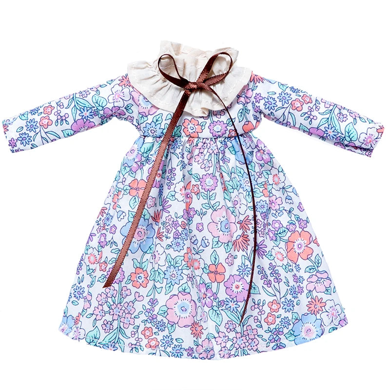 Blythe Doll Clothes – Wine Red & White Princess Dress with Lace for YMY, Licca, Azone OB24/OB27 Dolls