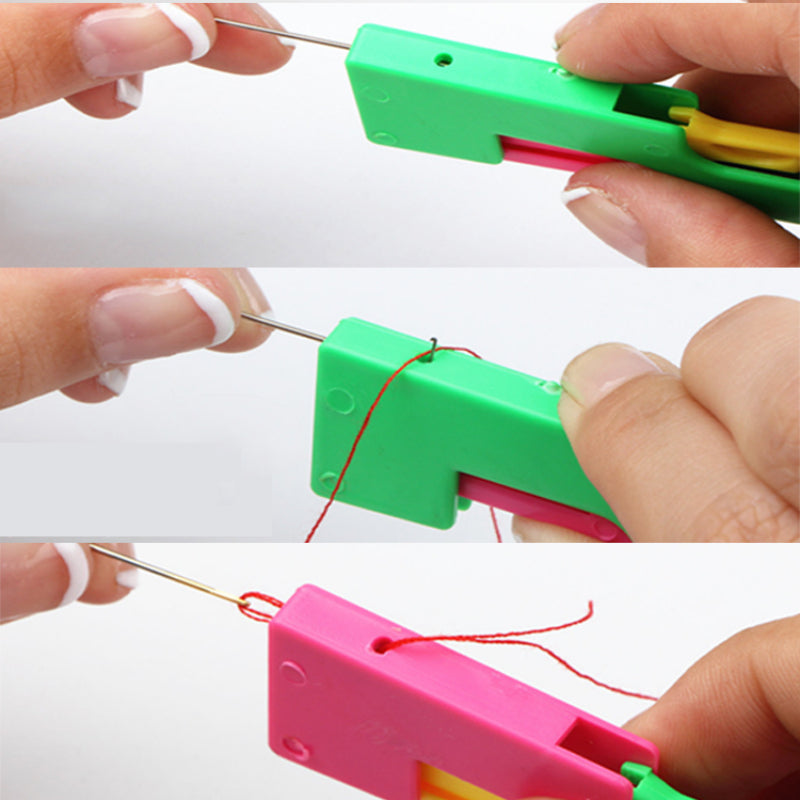 Automatic Needle Threader for Seniors — High-Quality Plastic Handle Sewing Tool, Easy-to-Use Sewing Accessory