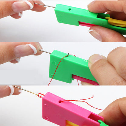 Automatic Needle Threader for Seniors — High-Quality Plastic Handle Sewing Tool, Easy-to-Use Sewing Accessory