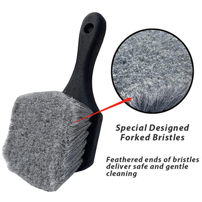 Car Wheel & Tire Brush: Soft Bristle Brush for Rim and Exterior Surfaces - Efficiently Cleans Tires, Releases Dirt and Grime
