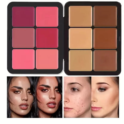 12-Color Concealer & Blush Palette - Matte Highlight Contour Makeup Kit