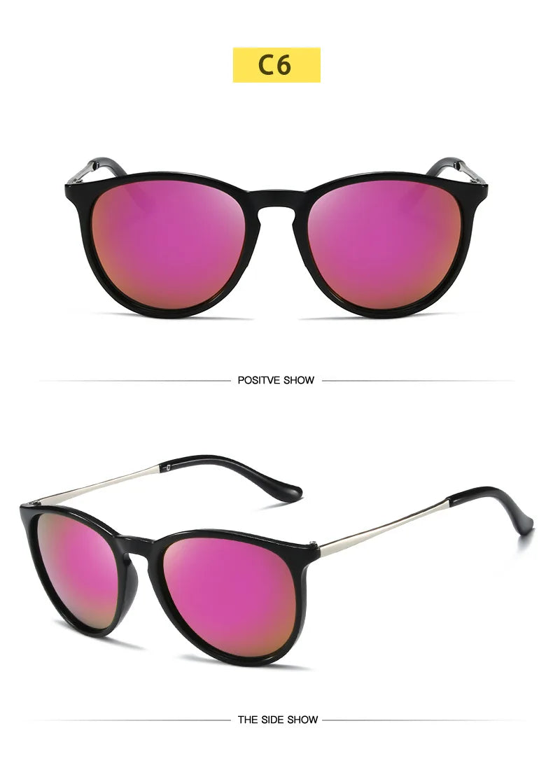 Metal Frame Vintage Round Sunglasses — Reflective UV Protection Shades for Men & Women
