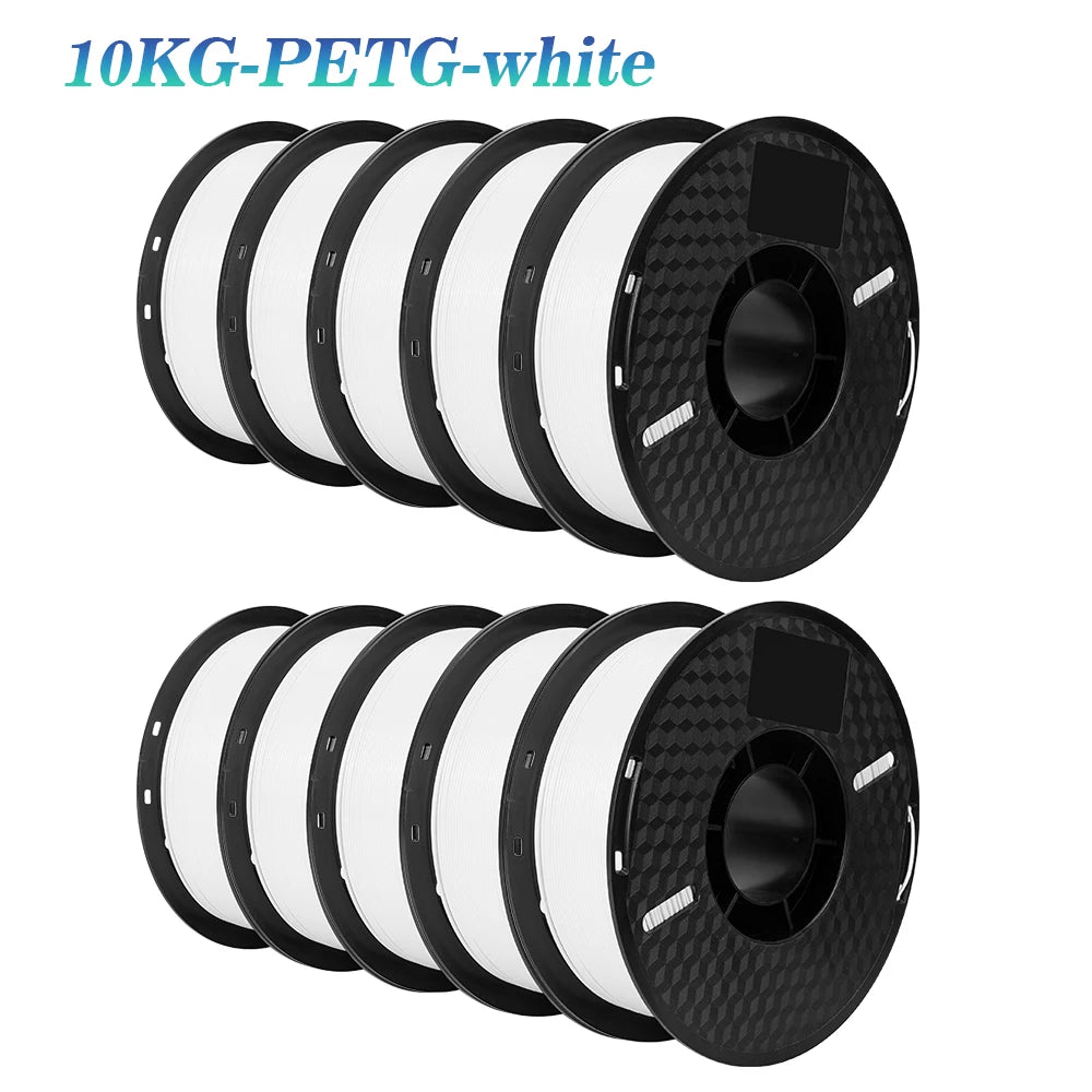 KINGROON 3D Printer Filament 22LBS — 10 Rolls 1KG 1.75mm PETG & PLA, Eco-Friendly Mixed Colors, High Toughness