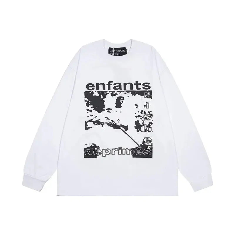 Washed Casual Hoodie Sweatshirt — Unisex Loose-Fit Street Style Crew Neck with Lip Print Letter Design, Vintage Comfortable Top